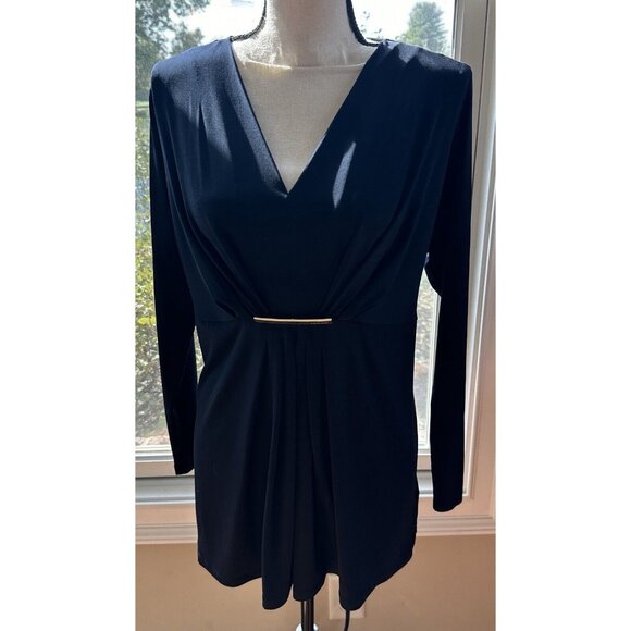 MICHAEL Michael Kors Tops - Michael by Michael Kors 0X Black Empire‎ Top Blouse, Gold Logo Accent
